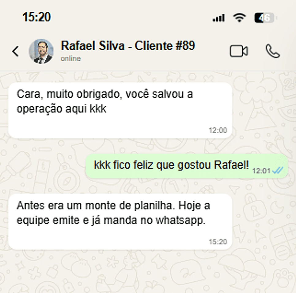 Avaliação de cliente 1